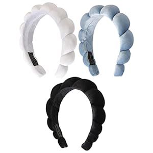 Beaupretty Headbands 3pcs Spa Headband for Women Puffy Cloth Padded Headband Skincare Headbpiece for Washing Face Makeup Removal