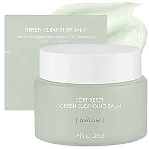 HYGGEE Soft Reset Green Cleansing Balm - Vegan Gentle Makeup Remover Sherbet Cleanser - Milky Oil Based Cleanser - Tea Tree Extract & Jojoba Oil - Hypoallergenic for Sensitive Skin, 3.38oz.