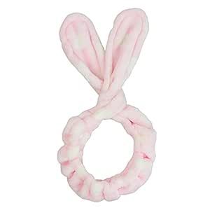 The Vintage Cosmetic Company Baby Bunny Twist Make Up Headband, Skincare Headband Hold Back Hair, Soft and Comfy Makeup Headband, Beauty Accessory, Pink Star and Large Bow Design