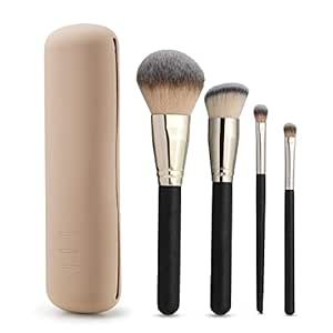 FERYES Large Travel Makeup Brush Holder with 4Pcs Makeup Brushes