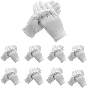 48 Pcs XL White Cotton Gloves for Dry Hand Moisturizing Cosmetic Eczema Hand Spa and Coin Jewelry Inspection Soft, Breathable, Washable & Stretchy Cloth for Multi-Purpose.