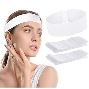 Nujzuir 40 Pieces Disposable Facial Headbands for Women Individual Wrapped Elastic Makeup Head Band Headwraps for Facials Skincare Spa