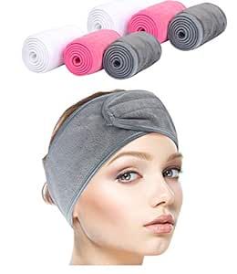 SINLAND Spa Headband for Women 6 Counts Adjustable Makeup Hair Band with Magic Tape,Head Wrap for Face Care, Makeup and Sports