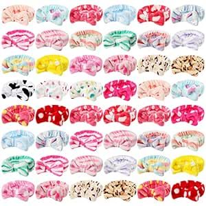 48 Pieces Spa Headband Bulk, Headband for Washing Face,coral Fleece Bow Hair Band for Shower Cosmetic Facial Makeup Women Mask Shower Gifts, 24 Styles