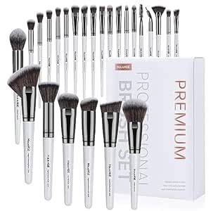 Makeup Brushes, 25pcs Makeup Brush Set Premium Synthetic Concealer Blush Foundation Eyeshadow Brush Professional Make up Brushes with Gift Box(White)