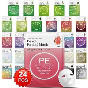 VESPRO 24 Packs Collagen Essence Sheet Facial Masks,Contain Natural Plant Extract and Sodium Hyaluronate,Skincare for All Skin Types,Moisturizing and Soothing,Natural Skin Care Spa Korean Face Mask
