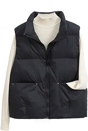 COWOKA Women's Lightweight Casual Thicken Puffer Vest Sleeveless Stand Collar Jacket Coat