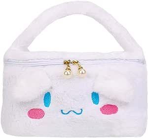 Seasboes Kawaii Cosmetic Bag Cartoon Makeup Bag for Kitty‘s Friend Travel Cosmetic Pouch with Mirror PU Waterproof Classic Character Cosmetic Bags Gift for Girls Women (White)