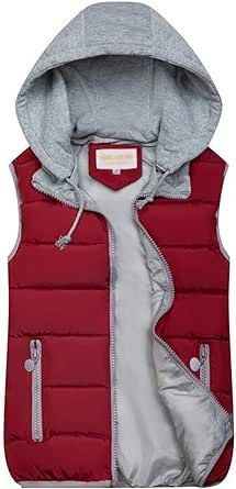 Gihuo Women's Puffer Vest Zip Up Quilted Padded Winter Sleeveless Hooded Vest Gilet