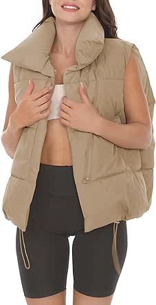 GXFGZZRS Womens Puffer Vest Winter Warm Sleeveless Outerwear Stand Collar Padded Gilet