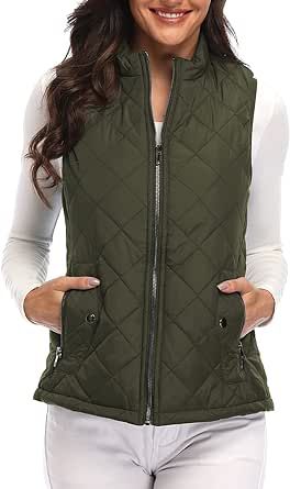 Argstar Women's Vest, Quilted Lightweight Zip Pockets Padded Gilet (XS-2XL)