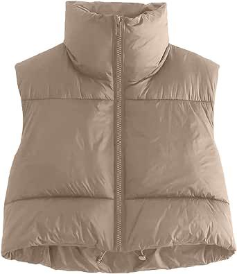 AUTOMET Puffer Vest Women Cropped Sleeveless Warm Lightweight Outerwear Winter Fall Jacket Coats Clothes Outfits Fashion 2023