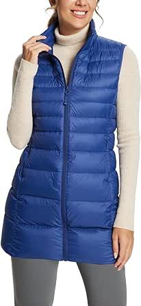 BALEAF Women's Ultra-lightweight Long Down Vest Packable Water Resistant Sleeveless Jacket