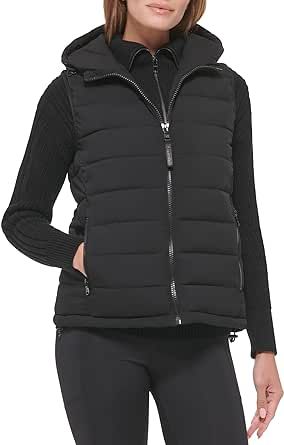 Calvin Klein Women's Hooded Casual Stretch Fabric Quilted Vest