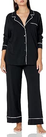 Amazon Essentials Women's Cotton Modal Long-Sleeve Shirt and Full-Length Bottom Pajama Set (Available in Plus Size)