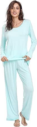GYS Bamboo Pajamas Set for Women Long Sleeve Sleepwear with Pants Soft Comfy Pj Lounge Sets S-4X