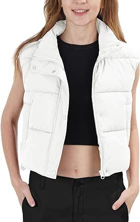 Loowoko Women's Puffer Vest, Winter Fashion Cropped Vest Lightweight Sleeveless Warm Outerwear Puffer Vest Padded Coat