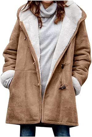 Winter Coats For Women Sherpa Lined Jackets Warm Comfy Fuzzy Fleece Hoodies Zip Up Outerwear With Pockets