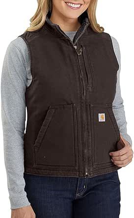Carhartt Women's Relaxed Fit Washed Duck Sherpa-Lined Mock-Neck Vest