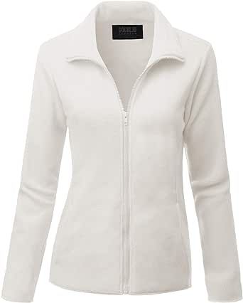 DOUBLJU Womens Long Sleeve Full-Zip Thermal Basic Fleece Jacket with Plus Size