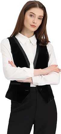Allegra K Velvet Suit Waistcoat for Women's Retro Sleeveless Halloween Steampunk Blazer Dressy Vest