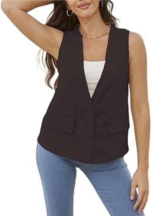 YWS Womens Outerwear Vests Fashion Casual Sleeveless Lightweight Vest Waistcoat Gilet