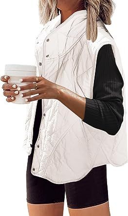 SENSERISE Womens Quilted Vest Athletic Lightweight Vests Stand Collar Button Down Padded Outwear with Pockets