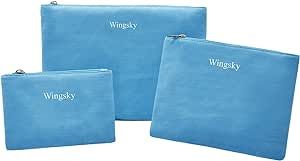 Wingsky 3 Pack Makeup Bag Set, Cosmetic Pouches for Purse, Portable and Stylish Travel Toiletry Bags for Women, Travel Cosmetic Bags for Women and Girls.