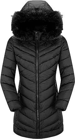 Bellivera Puffer Jacket Women,Lightweight Padding Bubble Hooded Coat with Fur Collar Warmth Outerwear