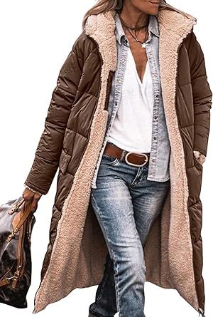 PRETTYGARDEN Women's 2023 Fall Fashion Coats Casual Loose Fleece Long Hooded Jackets Outerwear