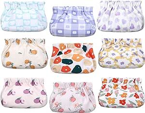 Buryeah 9 Pcs Pocket Makeup Bag Mini Cosmetic Bag Waterproof Squeeze Top Coin Purse Makeup Pouch No Zipper Tiny Pouch Travel Storage for Headphone Card Jewelry, Gifts for Women (5.9 x 6.3 x 4.7 Inch)