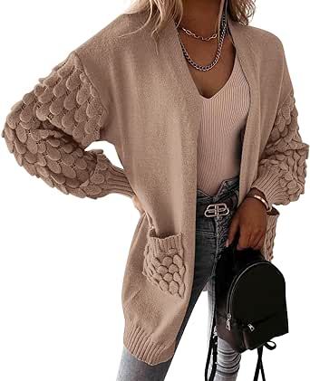 PRETTYGARDEN Women's Cardigan Sweaters Fall Clothes Open Front Cable Knit Oversized Winter Coats Outerwear