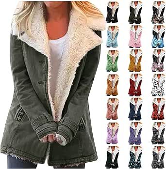 ADUWOAN Sherpa Jackets for Women Winter Casual Warm Faux Fur Lined Coat Oversized Thermal Fuzzy Fleece Jacket Outwear Pockets