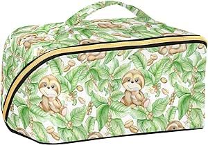 PIHNSDUA Sloth Cosmetic Bag Large Travel Makeup Bags with Handle Twill Cosmetic Organizer for Women