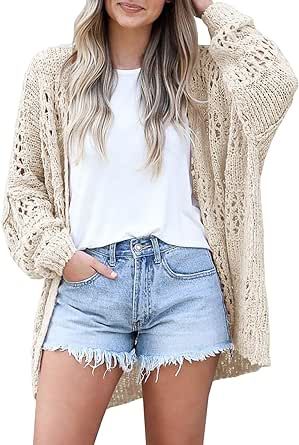 Lightweight Summer Cardigan for Women Spring Netted Crochet Knit Cardigans Sweaters
