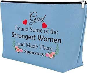 Sponsor Gift for Women Makeup Bag Sponsor Appreciation Gift AA NA Addiction Recovery Gift Cosmetic Bag Confirmation Sponsor Gift Sponsor Thank You Gift Alcoholics Anonymous Gift Sobriety Gift(Blue)