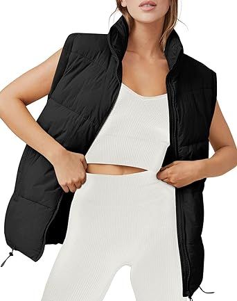 AUTOMET Puffer Vest Women Sleeveless Zip Up Outerwear Warm Puffer Lightweight Down with Pocket Fall Winter Jackets Coats 2023