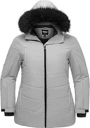 Soularge Women's Plus Size Water Resistant Parka Jacket Winter Warm Hooded Puffer Coat