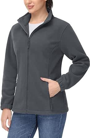 TACVASEN Women's Fleece Jacket Full Zip Lightweight Jacket Womens Outdoor Winter Coat With Zipper Pockets