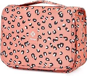 Narwey Hanging Toiletry Bag for Women Travel Makeup Bag Organizer Toiletries Bag for Travel Size Cosmetics Essentials Accessories (FS-Leopard)
