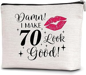 Makeup Bag Gifts for 70 Year Old 70th Birthday Gifts for Women Cosmetic Travel Bag Happy Birthday Gifts for Women Mom Wife Friend Aunt-B32