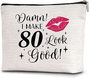 Makeup Bag Gifts for 80 Year Old 80th Birthday Gifts for Women Cosmetic Travel Bag Happy Birthday Gifts for Women Mom Wife Friend Aunt-B33
